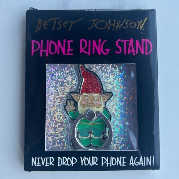Betsey Johnson Cell Phone Ring Stand Christmas Elf Gnome Holiday Gift - Picture 2 of 4
